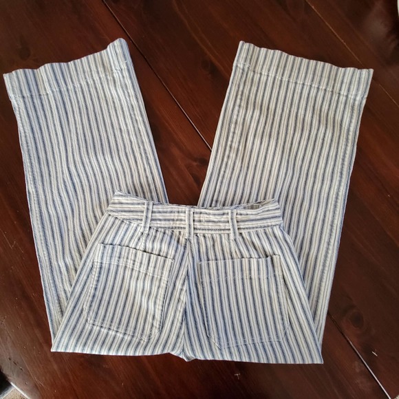 Madewell Pants 25 Emmett Wide Leg Cropped Pants Striped H7247 - Picture 2 of 6